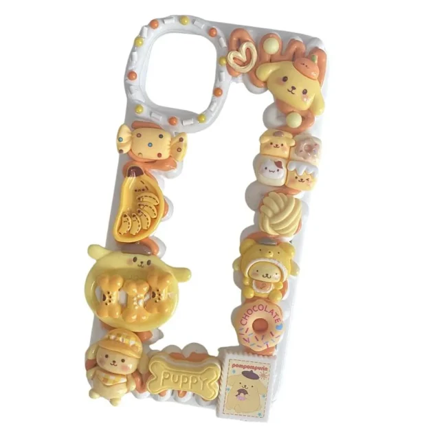 Handmade PomPomPurin Decoden Cream Clear-Base Phone Case with Photo Frame for Any Models