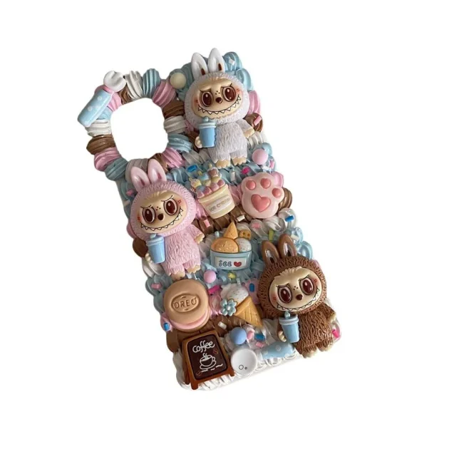 Handmade Labubu Decoden Cream Phone Case For iPhone Samsung Google Huawei and other models