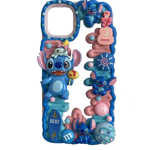 Handmade Stitch Decoden Cream Clear-Base Phone Case for Any Models