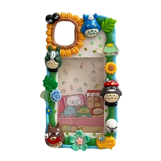 Handmade TOTORO Decoden Cream Clear-Base Phone Case with Photo Frame For Any Models - Image 2