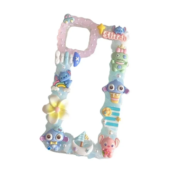 Handmade Stitch Decoden Cream Clear-Base Phone Case with Photo Frame For Any Models