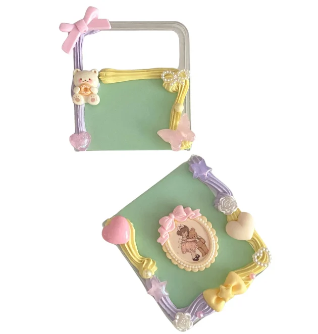 Handmade Vintage Pastoral-Style in Macaron Decoden Cream Phone Case for Any Models - Image 2