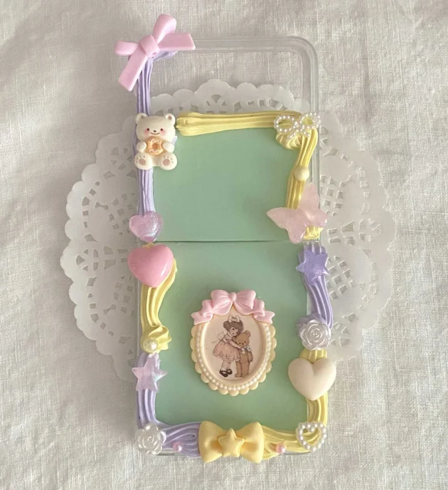 Handmade Vintage Pastoral-Style in Macaron Decoden Cream Phone Case for Any Models - Image 3