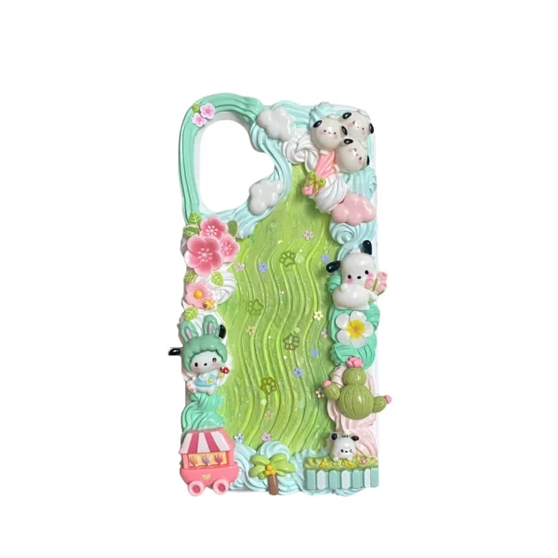 Handmade Pochacco Decoden Cream Phone Case For Any Models-with glitter