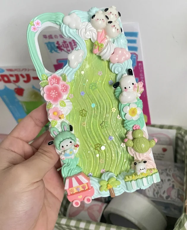 Handmade Pochacco Decoden Cream Phone Case For Any Models-with glitter - Image 2
